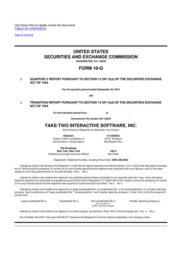 Thumbnail Take-Two Interactive
 10-Q Quarterly Report FY2017 