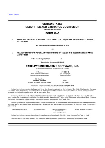 Thumbnail Take-Two Interactive
 10-Q Quarterly Report FY2017 