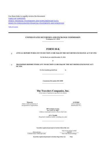Thumbnail The Travelers Companies 10-K Annual Report 2016