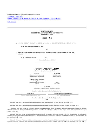 Thumbnail Fluor Corporation
 10-K Annual Report 2016