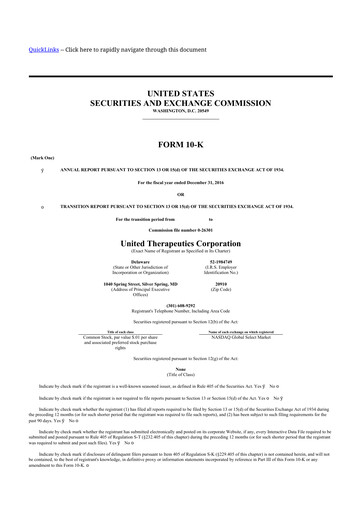 Thumbnail United Therapeutics 10-K Annual Report 2016