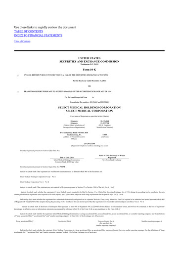 Thumbnail Select Medical Holdings 10-K Annual Report 2016