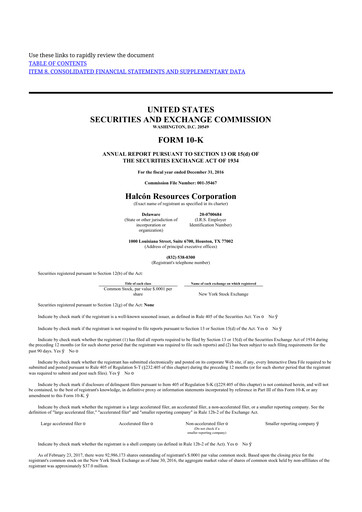 Miniature Battalion Oil 10-K Rapport annuel 2016