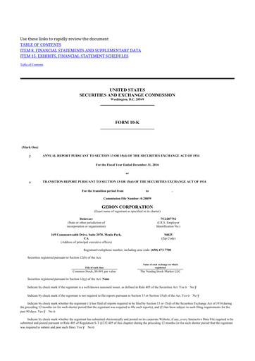 Thumbnail Geron 10-K Annual Report 2016