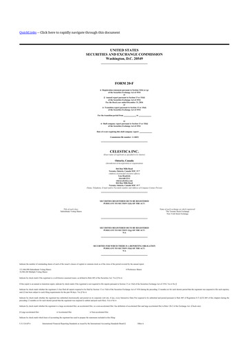 Thumbnail Celestica 20-F Annual Report 