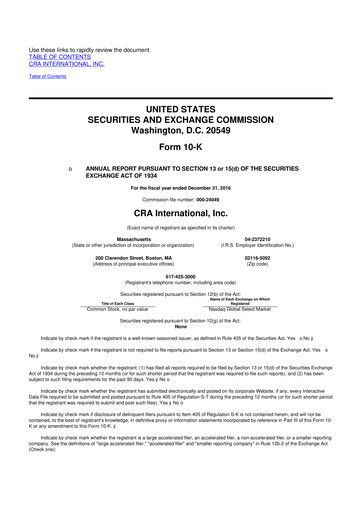 Thumbnail CRA International
 10-K Annual Report 