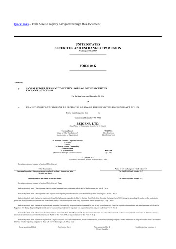 Vorschaubild BeOne Medicines 10-K Jahresbericht 2016