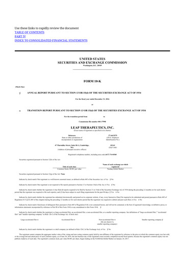 Thumbnail Leap Therapeutics
 10-K Annual Report 