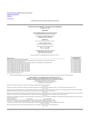 Thumbnail Vale 20-F Annual Report 