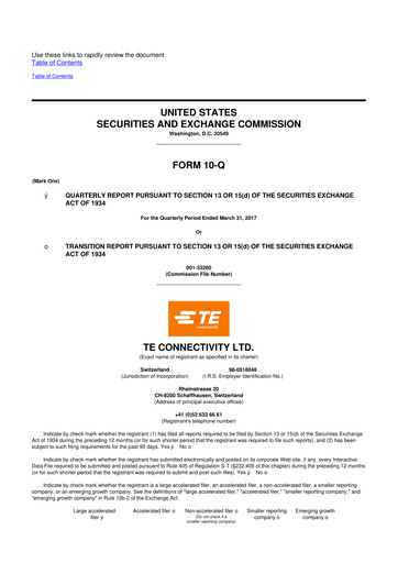 Thumbnail TE Connectivity
 10-Q Quarterly Report FY2017 