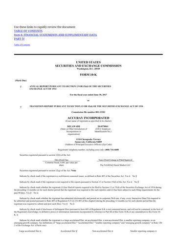 Thumbnail Accuray 10-K Annual Report 2017