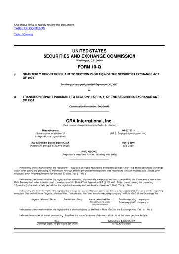 Thumbnail CRA International
 10-Q Quarterly Report FY2017 