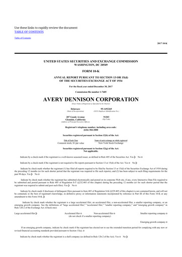 Miniature Avery Dennison
 10-K Rapport annuel 2017