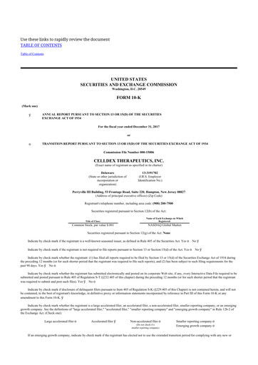 Thumbnail Celldex Therapeutics 10-K Annual Report 2017