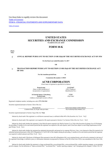 Thumbnail ACNB Corporation
 10-K Annual Report 2017