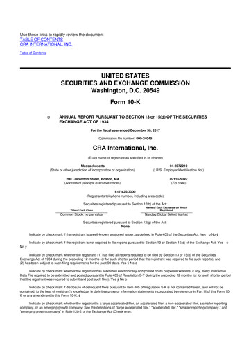 Thumbnail CRA International
 10-K Annual Report 