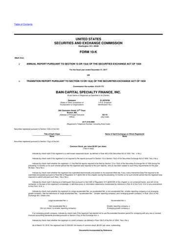 Vorschaubild Bain Capital Specialty Finance
 10-K Jahresbericht 