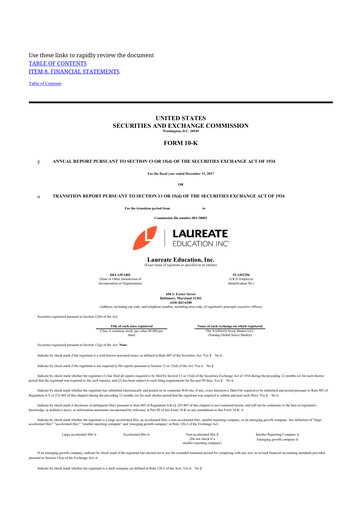 Miniature Laureate Education
 10-K Rapport annuel 2017