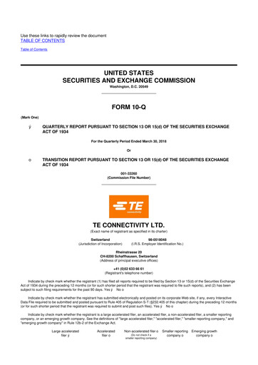 Thumbnail TE Connectivity
 10-Q Quarterly Report FY2018 
