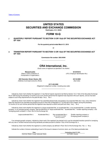 Thumbnail CRA International
 10-Q Quarterly Report FY2018 