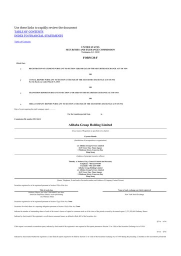 Thumbnail Alibaba 20-F Annual Report 2018