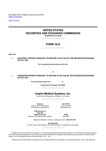 Vorschaubild Inspire Medical Systems
 10-Q Quartalsbericht 2018 