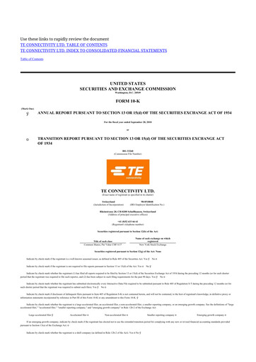 Thumbnail TE Connectivity
 10-K Annual Report 2018