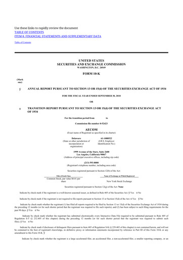 Thumbnail AECOM 10-K Annual Report 2018