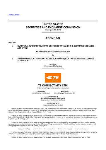 Thumbnail TE Connectivity
 10-Q Quarterly Report FY2019 