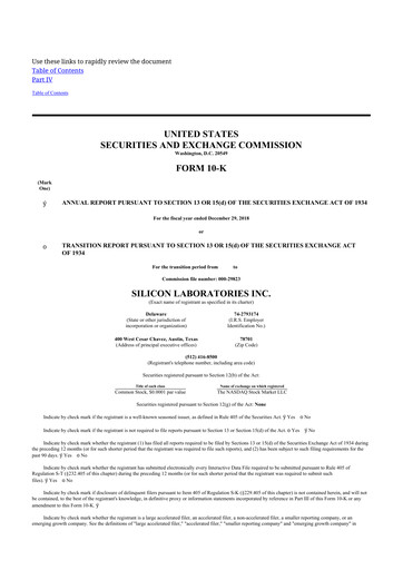 Thumbnail Silicon Labs
 10-K Annual Report 2018