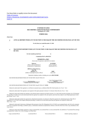 Thumbnail Innoviva 10-K Annual Report 2018