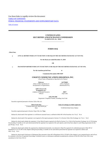 Thumbnail Cogent Communications
 10-K Annual Report 2018