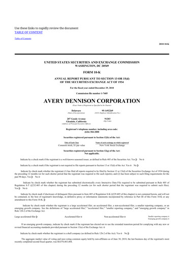 Miniature Avery Dennison
 10-K Rapport annuel 2018