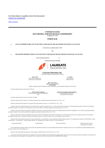 Miniature Laureate Education
 10-K Rapport annuel 2018