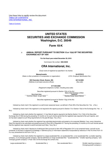 Thumbnail CRA International
 10-K Annual Report 