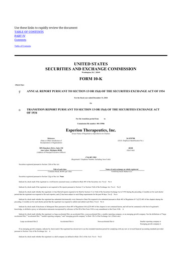 Thumbnail Esperion Therapeutics 10-K Annual Report 2018