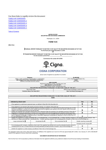 Thumbnail The Cigna Group 10-K Annual Report 2018