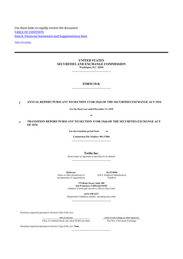 Thumbnail Twilio 10-K Annual Report 2018