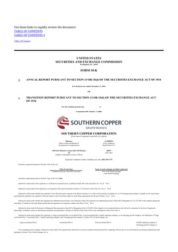Thumbnail Southern Copper 10-K Annual Report 2018