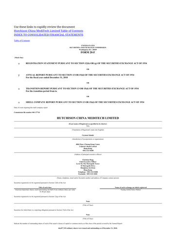 Thumbnail HUTCHMED 20-F Annual Report 2018