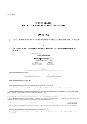 Thumbnail Sterling Bancorp 10-K Annual Report 2018