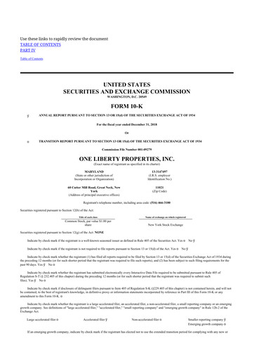 Thumbnail One Liberty Properties 10-K Annual Report 2018