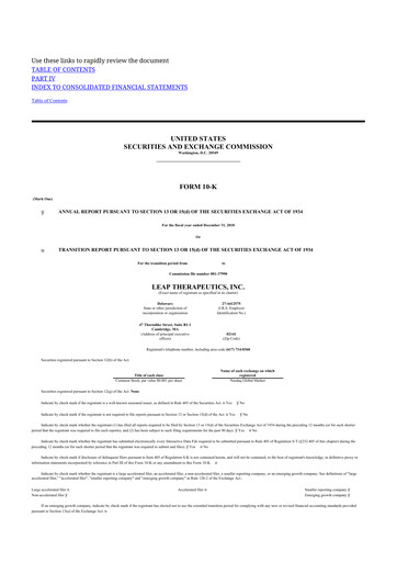 Thumbnail Leap Therapeutics
 10-K Annual Report 2018