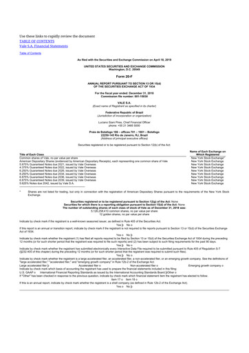 Thumbnail Vale 20-F Annual Report 2018