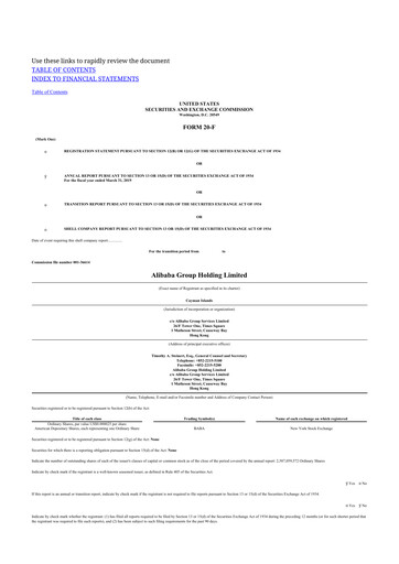 Thumbnail Alibaba 20-F Annual Report 2019