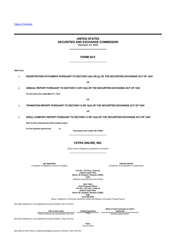 Vorschaubild Yatra 20-F Jahresbericht 