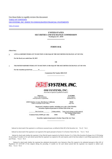 Thumbnail OSI Systems
 10-K Annual Report 2019