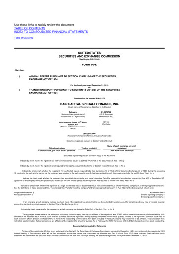Vorschaubild Bain Capital Specialty Finance
 10-K Jahresbericht 
