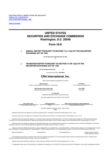 Thumbnail CRA International
 10-K Annual Report 