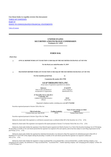 Thumbnail Leap Therapeutics
 10-K Annual Report 2019
